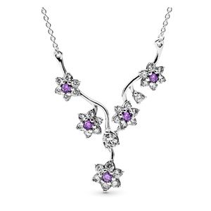 NEW Pandora Forget Me Not, Purple Necklace